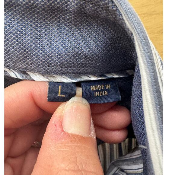 Hart Schaffner & Marx Men’s Large Button Down Dress Shirt Stripped Casual Cotton - Picture 6 of 7